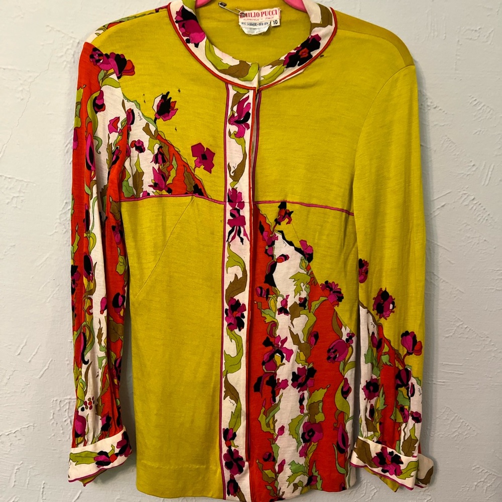 VINTAGE auth EMILIO PUCCI size SM silk MOD blouse